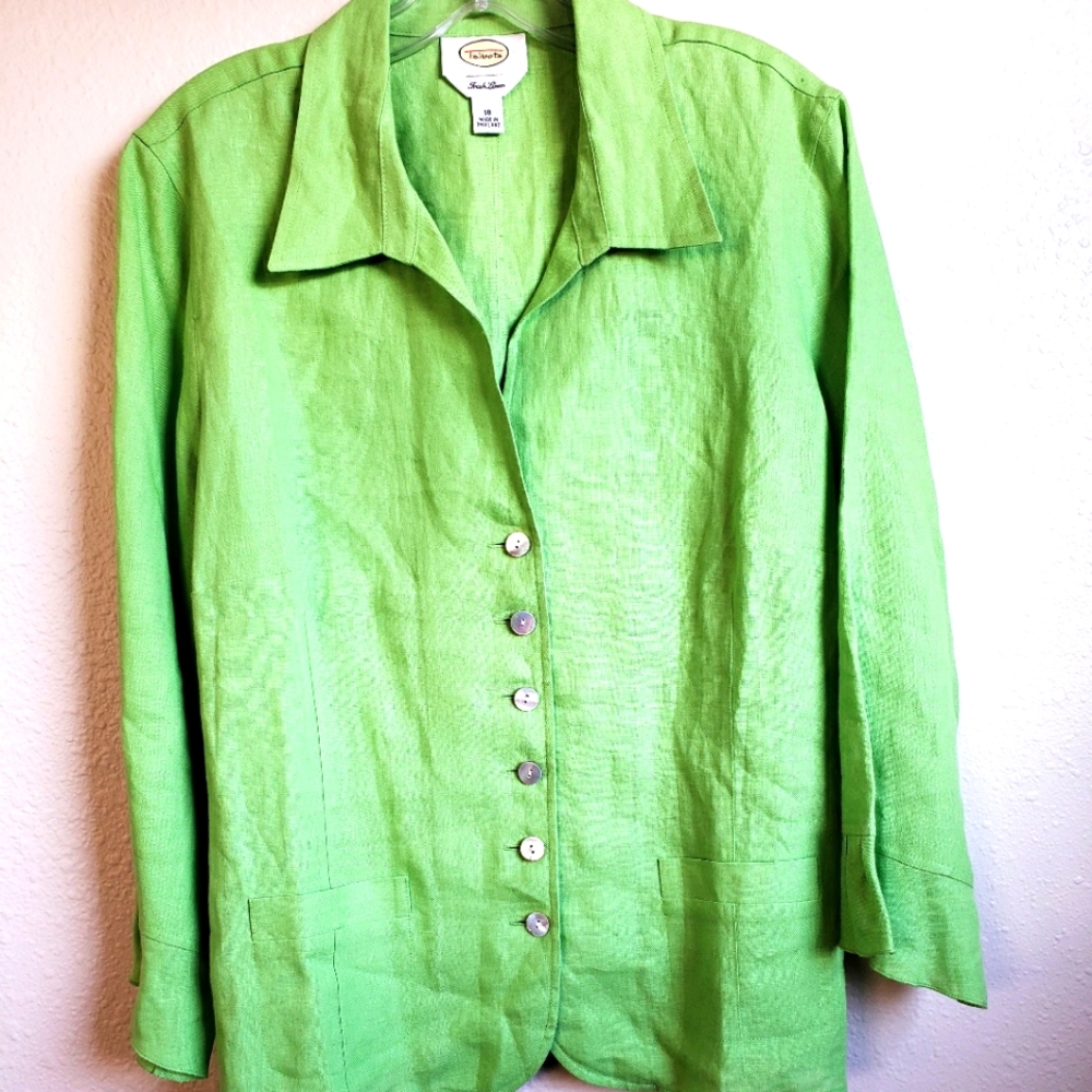 Talbots Irish Linen Shirt or Jacket Lime Green